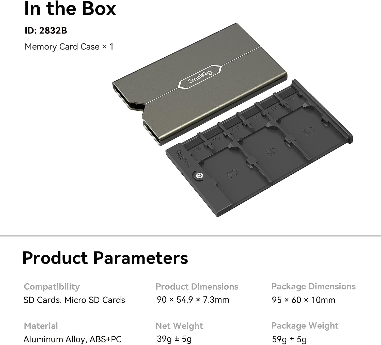 Smallrig Memory Card Case Holder Anti-Shock Anti-Fall and Scratch Suitable for Sd/Micro SD/SIM Cards for Photography Enthusiasts - 2832 image number 4