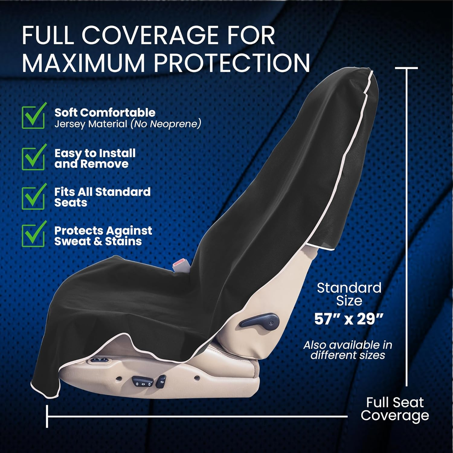 Dri Seats Waterproof Seat Cover - Protect Your Seats Free after the Gym, Runs, Swimming, Biking, Yoga, Surfing & Beach Trips - Black image number 2