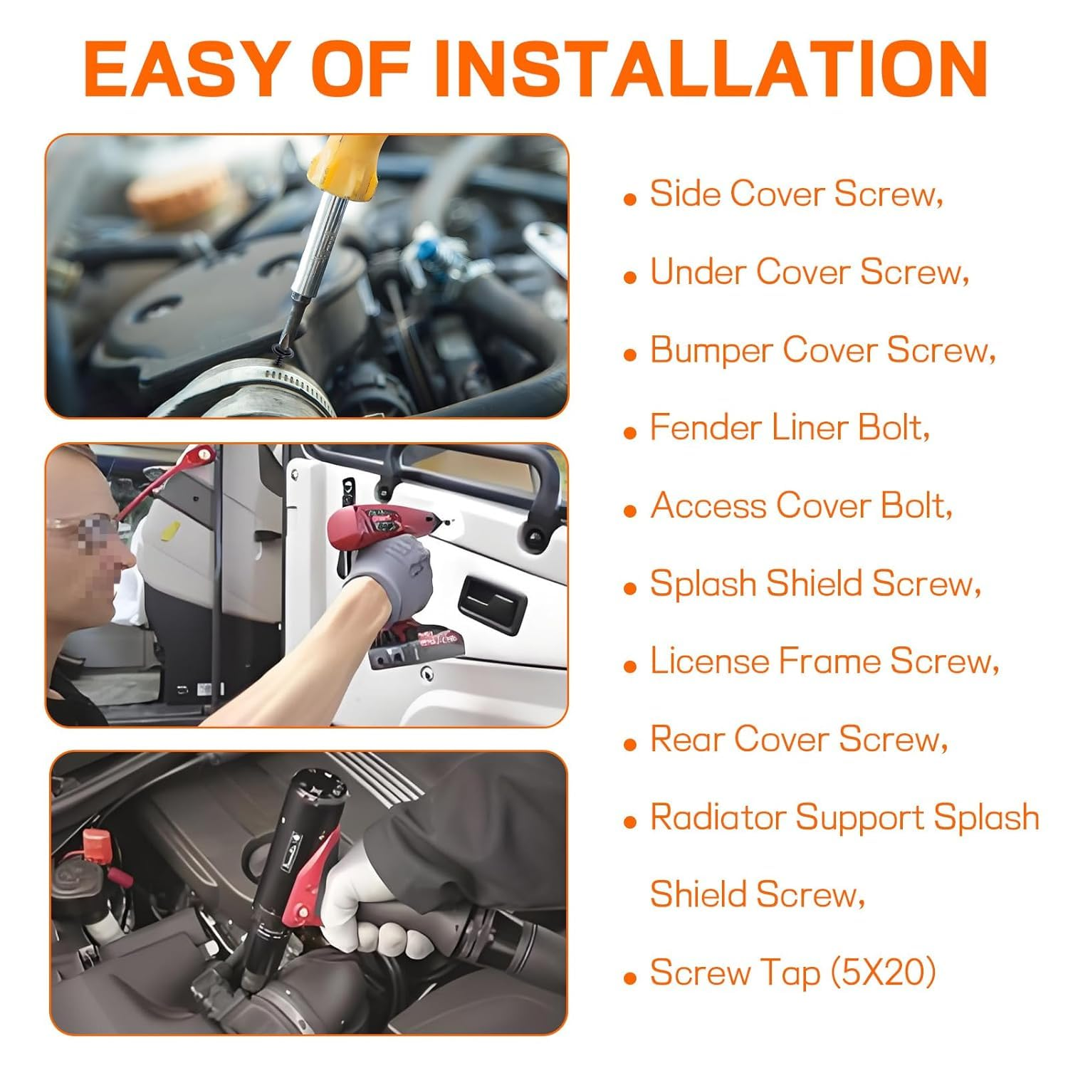 50PCS Fender Liner Splash Shield Wheelhouse Liner Screw Compatible with Accord 1986-2012/Civic 1999-2005/Element 2003-2007, Replaces# 90114-SE0-000 image number 1