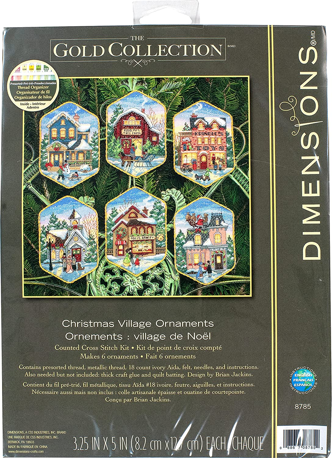 Dimensions Gold Collection Playful Snowman Counted Cross Stitch Ornament Kit, 6 Pcs image number 1