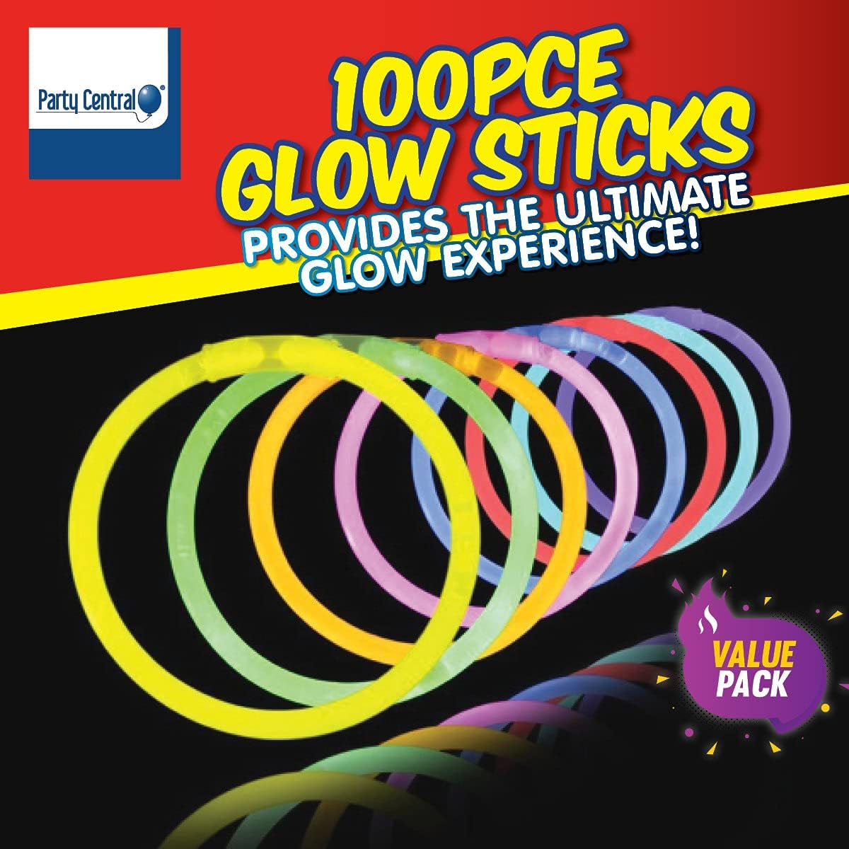 Party Central Glow Sticks in Tube, 5 Mm X 20 Cm Size (Pack of 50) image number 4