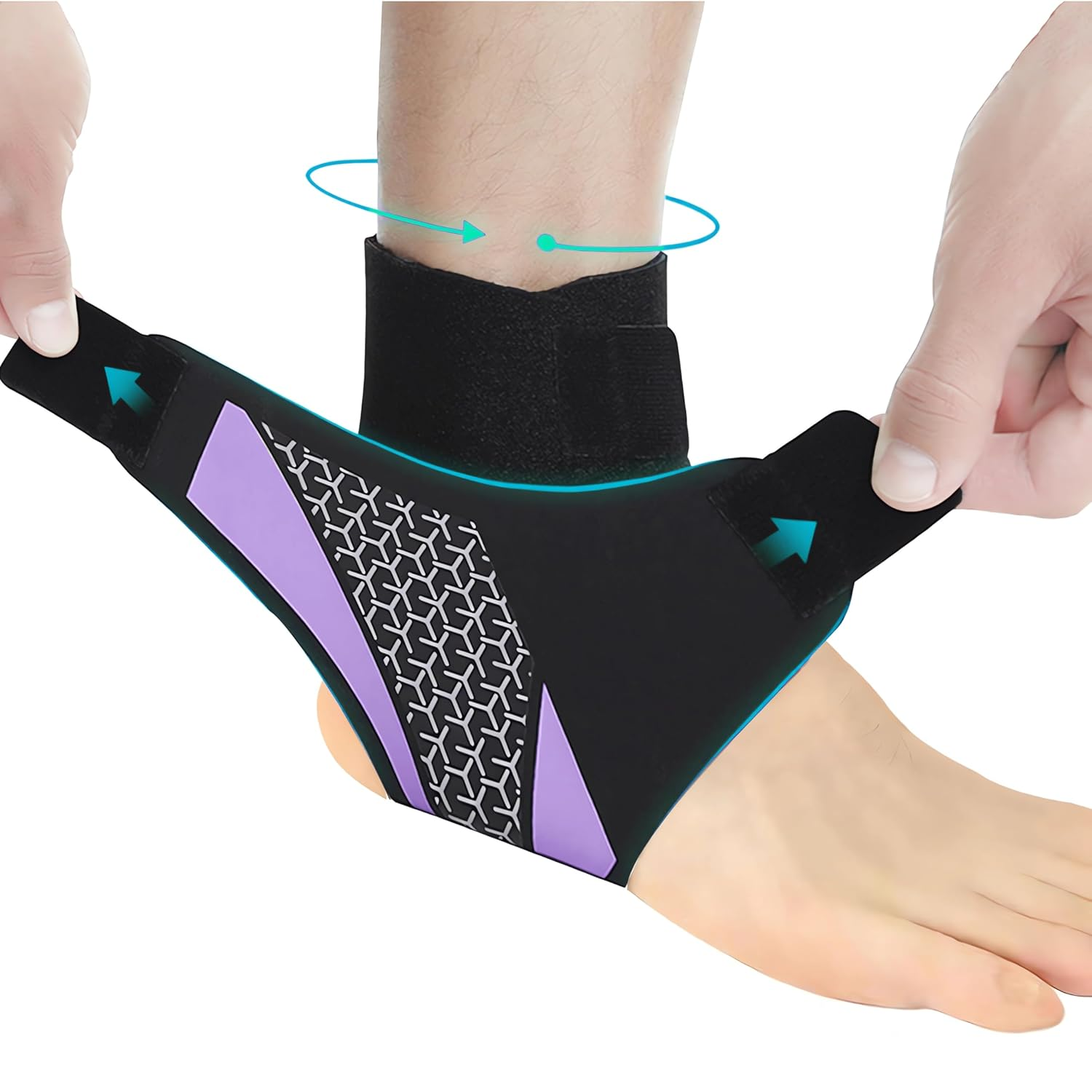 Ankle Support Brace， Open-Heel Ankle Brace with Adjustable Straps for Sports Protect, Plantar Fasciitis, Achilles Tendonitis, Ligament Damage, Injury Recovery，Male and Female,Uniform Size/No Distinction between Left and Right (Right, Gray)