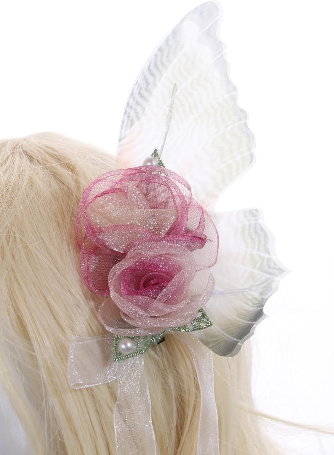 C-112 Green Butterfly Wings Hair Clips Fairy Lolita Party Celebration Hair Accessories Head Accessory image number 5