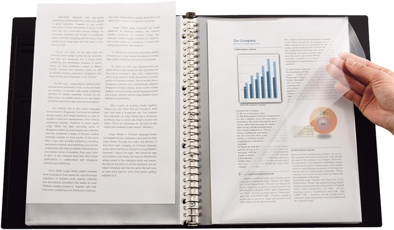 Lihit Lab N7520-11 File Clear Book, A4, 30 Holes, Interchangeable, 2 Type Pockets, Navy