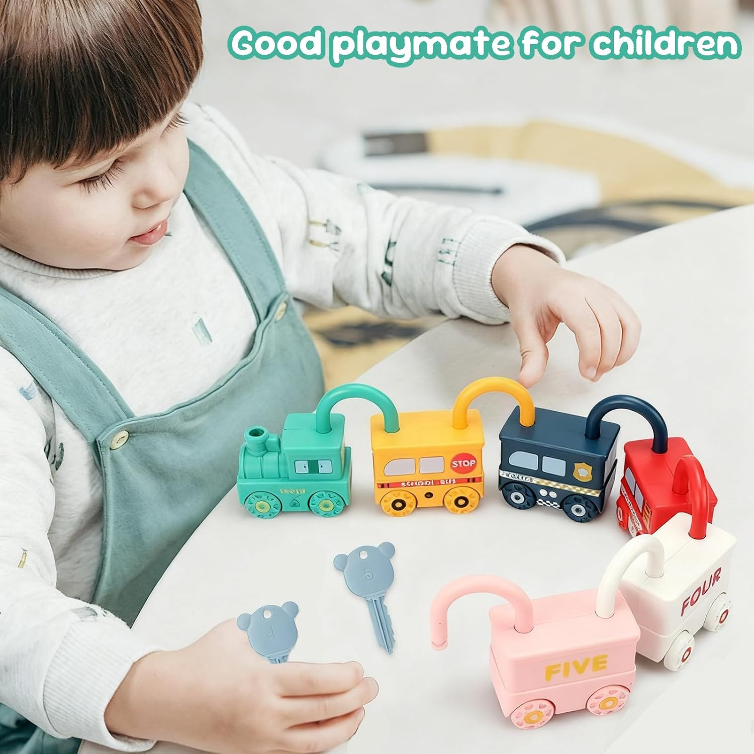 Lock and Key Toys for Toddlers 18 Months+ - Montessori Car Toy Set with Keys, Educational Number & Color Matching Preschool Learning Toys for Boys Girls Ages 1 2 3 4 5