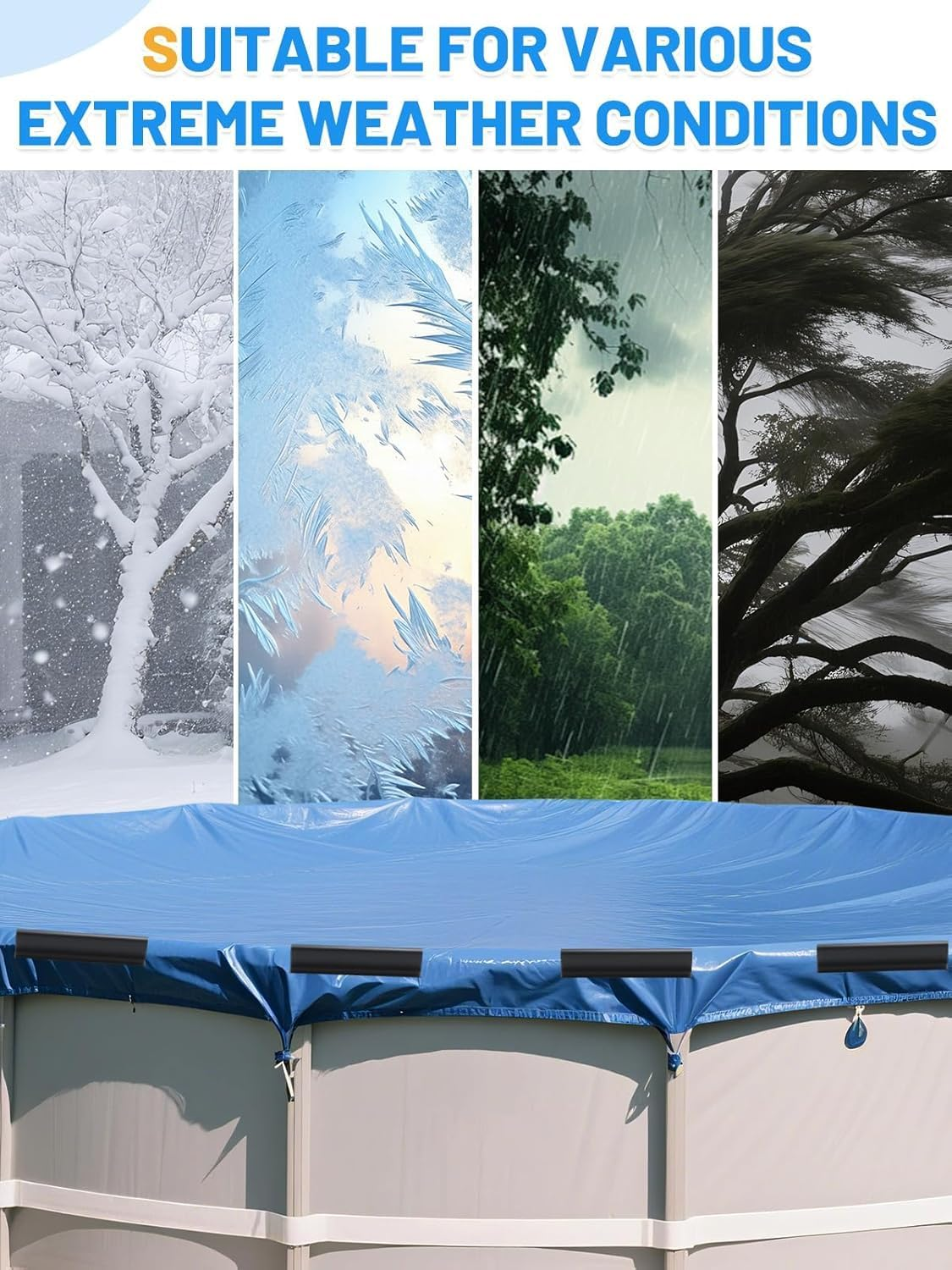 60Pcs Winter Pool Cover Clips for above Ground Pools- 2 Shapes Pool Clips Pool Cover Clamps 4.7 Inch Wind Guard for Securing Tightly Cover Pool Clamps for above Ground Pools, Black image number 1