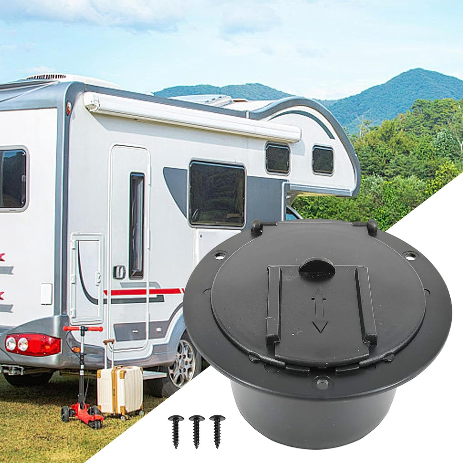 RV Outlet Cover | RV Electrical Cable Hatch - RV Cable Pass through Wire Organizer, RV Covered Power Cord Hatch round Accessory for Motorhome image number 6