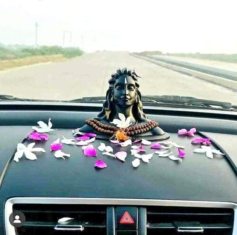 A&S Ventures Polyresin Tialk Adiyogi Shiva Statue || Miniature Adiyogi Shiva Mahadev Idol with Rudraksha Mala Ideal for Car Dashboard, Home Decor, Pooja, Gifting, Good Luck & Peace