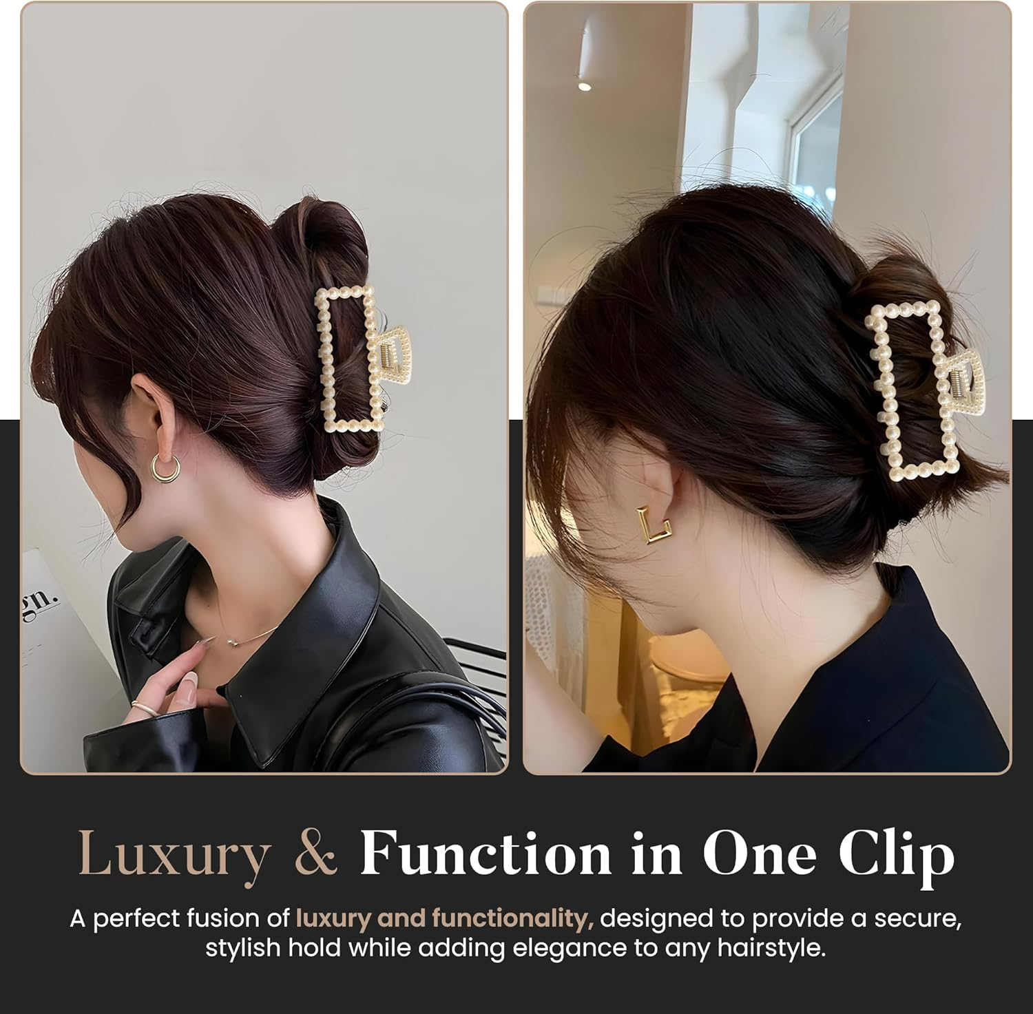 Merdia 5 Pcs Simulated Pearl Hair Claw Clips for Women Hair Clips for Women | Claw Clips for Hair Clips for Non Slip Strong Hold | Hair Accessories| Claw Clips for Hair | Barrettes for Women White image number 3