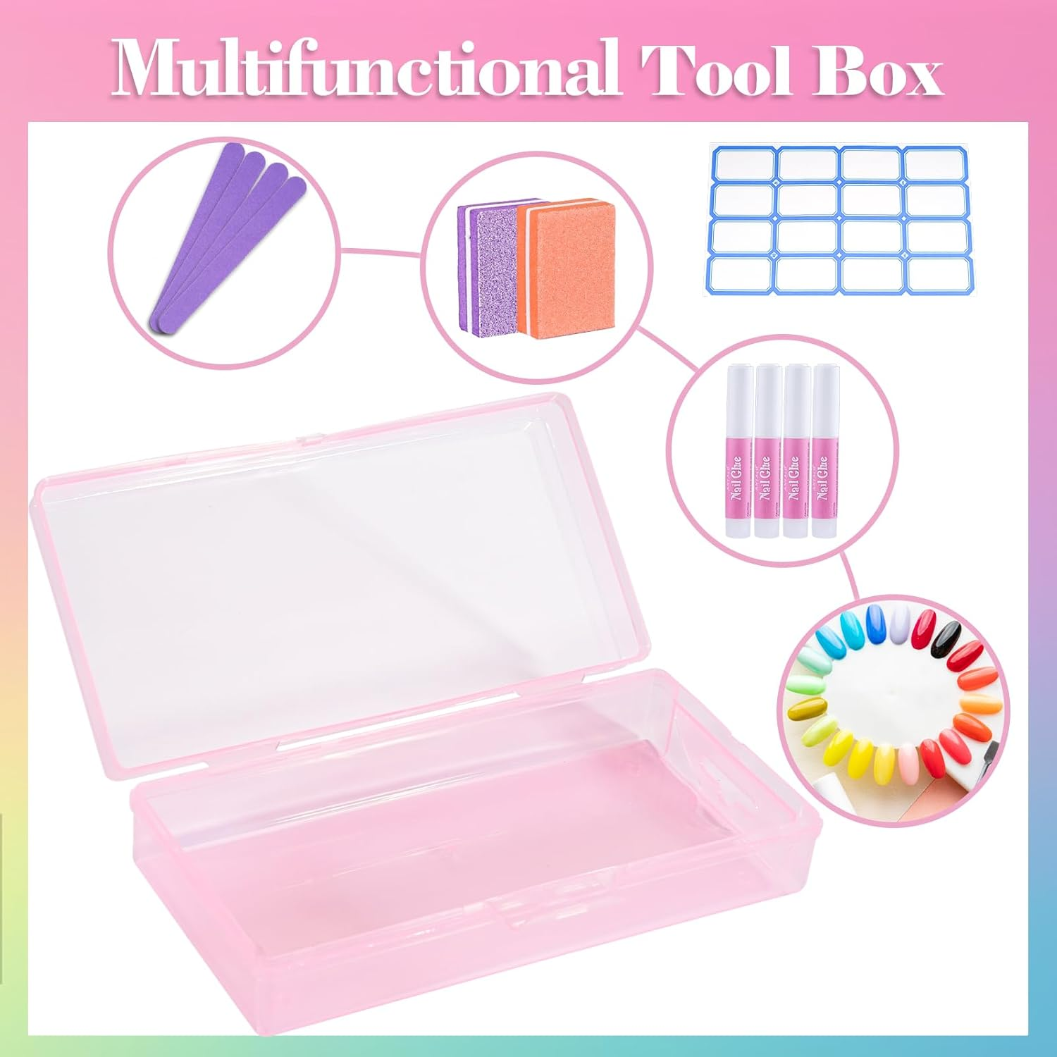 Lokyango 4-Piece Plastic Storage Box for Nail Tools - Manicure & Pedicure Supply Organizer Case (4Pcs in Pink) image number 4
