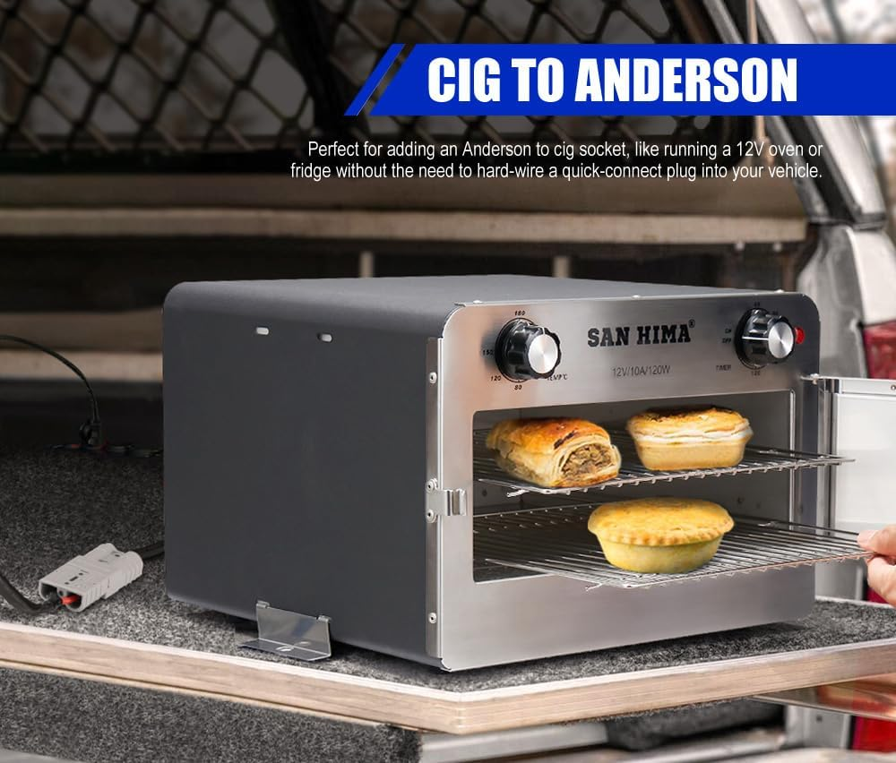 ATEM POWER 12V Cigarette to Anderson Plug Cable 30CM, 50A Anderson 12AWG Extension Wiring Kit with 8A Fuse, for Oven Fridge Off-Grid Camping System