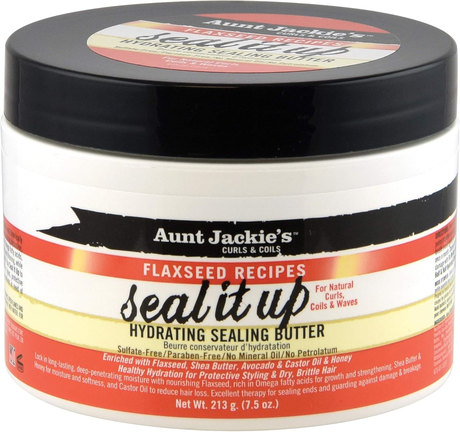 Aunt Jackie'S Flaxseed Recipes Seal It Up, Hydrating Sealing Butter, Helps Prevent and Repair Damaged Hair, 7.5 Ounce Jar image number 4