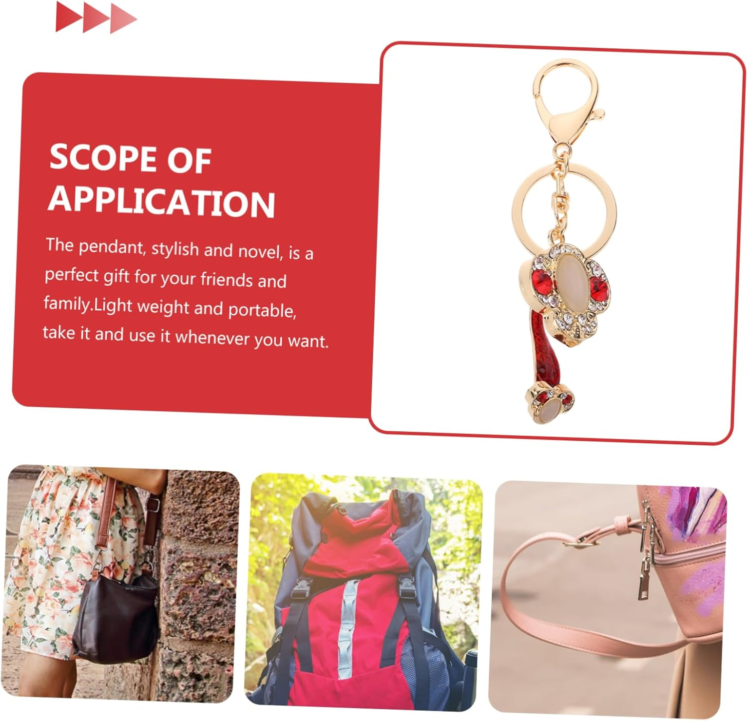 CHILDWEET Wishful Keychain Rhinestone Purse Car Hanging Accessories for Women Ladies Handbags Handbag Crystal Pendant Keychain Hanging Ornament Backpack Purse for Women Exquisite Key Chain - Red image number 3