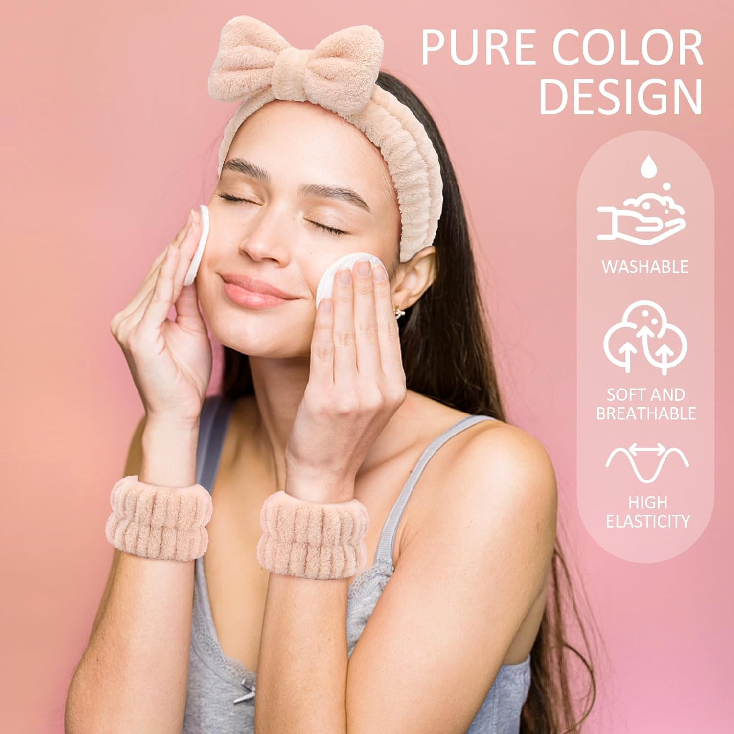 EIMMBD Wrist Towels for Washing Face, Microfiber Face Washing Wristbands Makeup Headband Spa Wash Towel Band Absorbent Wrist Sweatband for Women