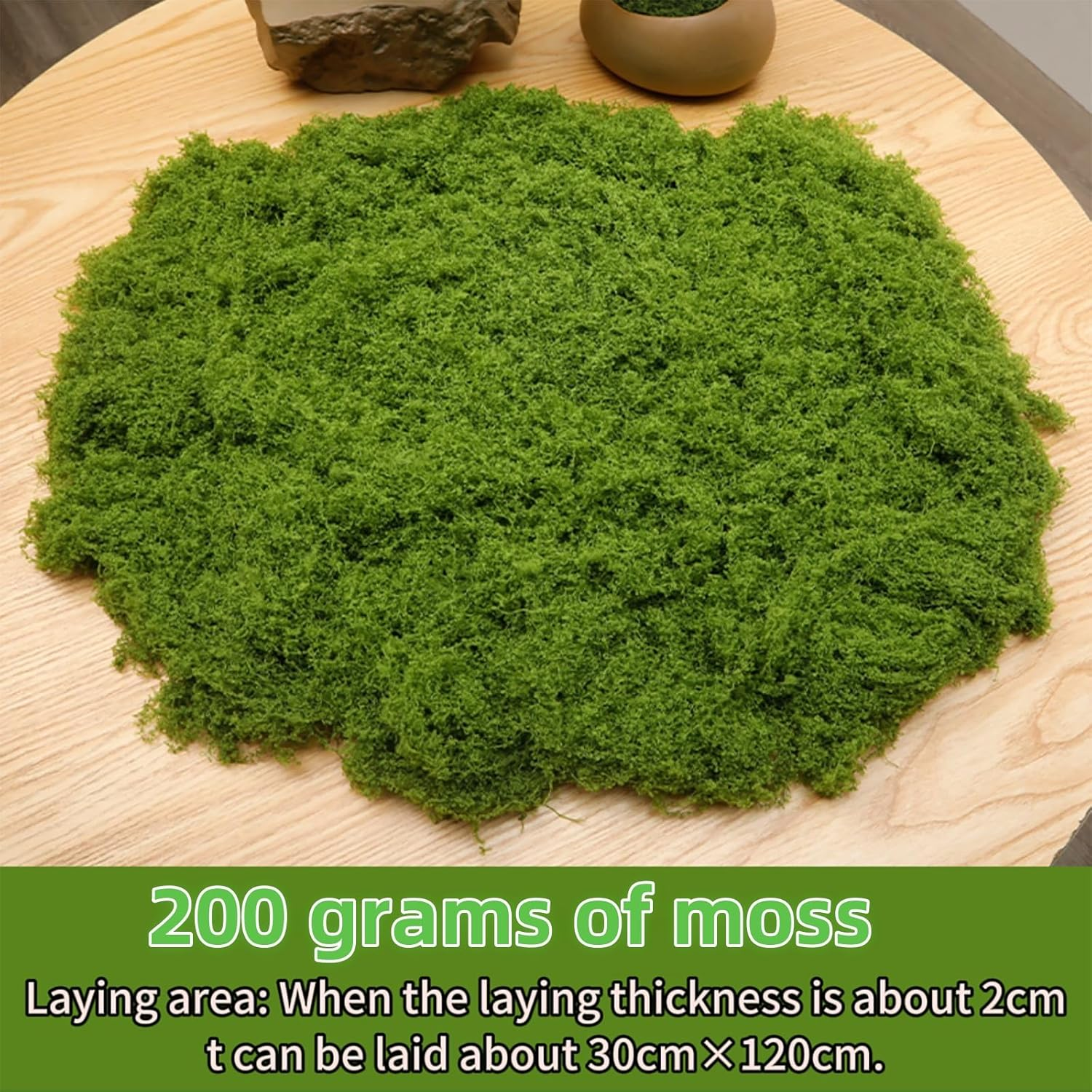 200G Artificial Moss Soft Breathable Fake Moss for Indoor Plants Natural Green Eco-Friendly Faux Moss for Planters Musgo Artificial Para Macetas Decorative Garden Landscaping Supplies image number 1