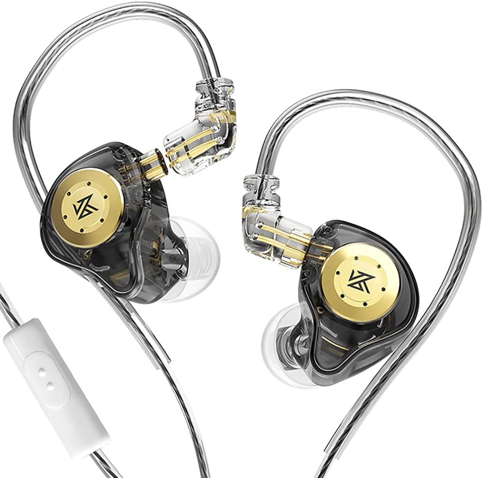 ERJIGO Edxpro KZ EDX In-Ear Monitors, Hifi Stereo Stage/Studio IEM Wired Noise Isolating Sport Earphones/Earbuds/Headphones with Detachable Cable 2Pin for Musician Audiophile (With Mic, Transparent)