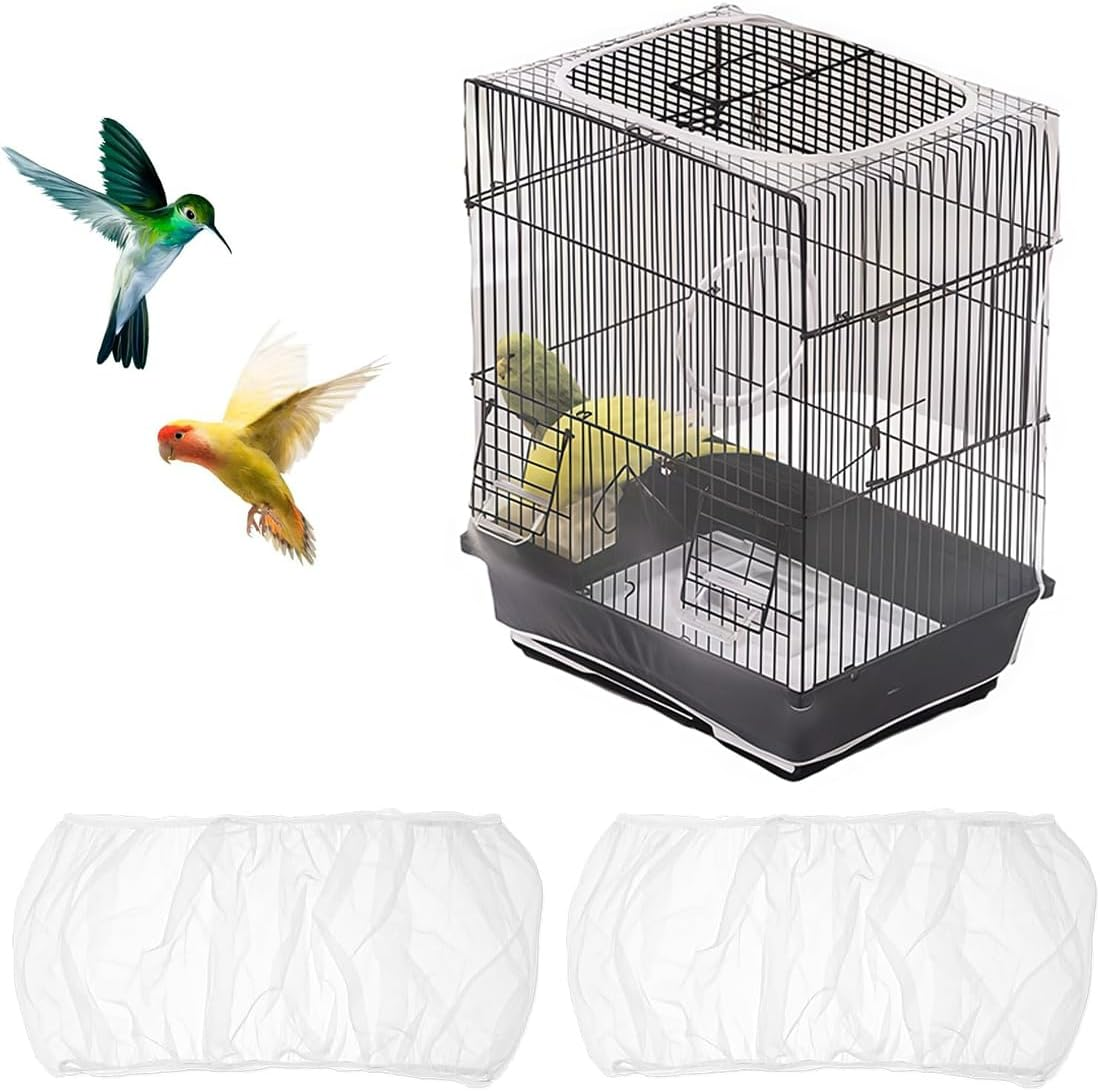 XYTAHDM Bird Cage Cover, Bird Cage Seed Catcher, Universal Bird Cage Seed Catcher, Protective Net for Bird Cage, Cover Rock Guard for round Square Cages image number 2