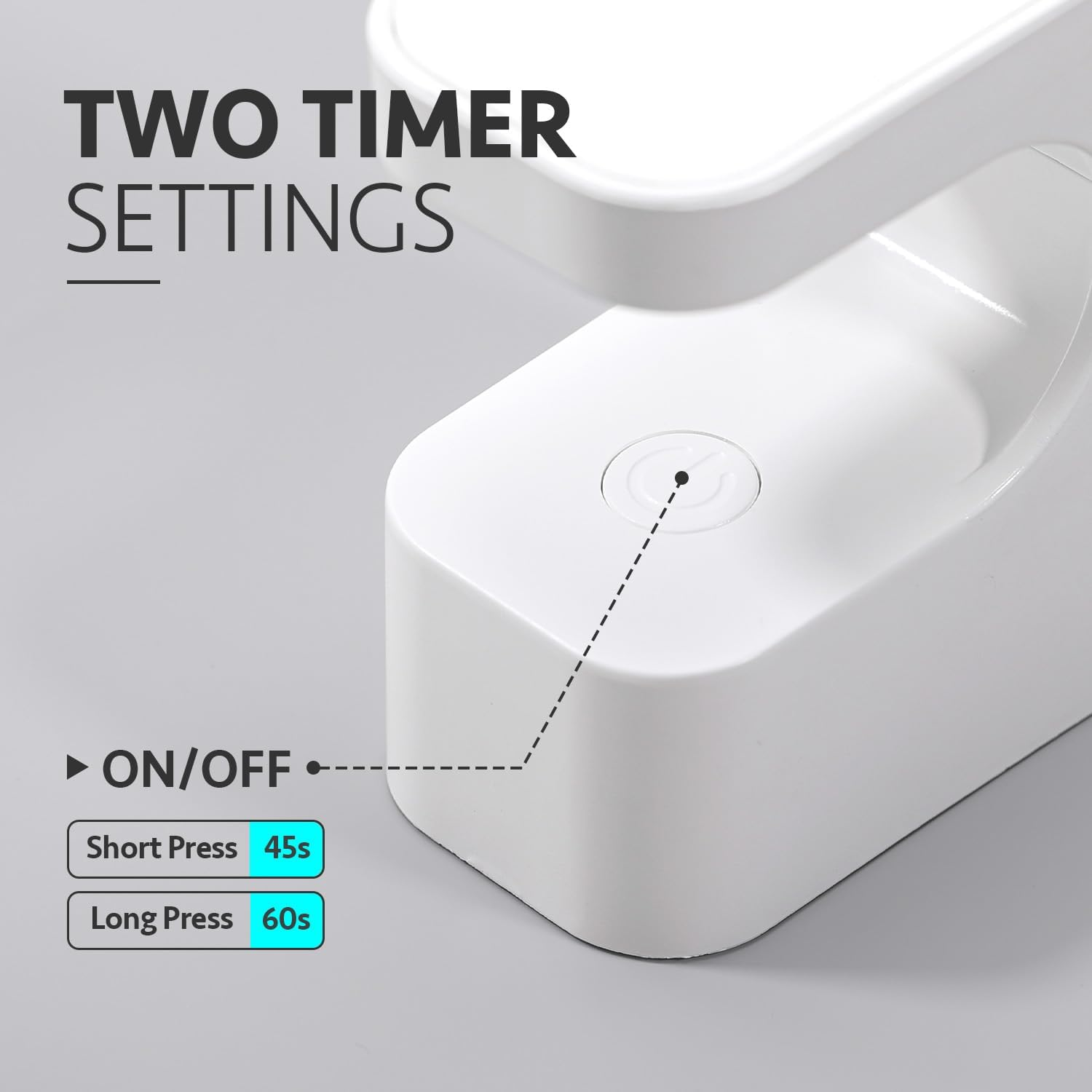 GAOY Mini UV Light for Gel Nails, Rechargeable LED Nail Lamp with 2 Timers, Cordless Portable UV Light for Fast Curing, White image number 3