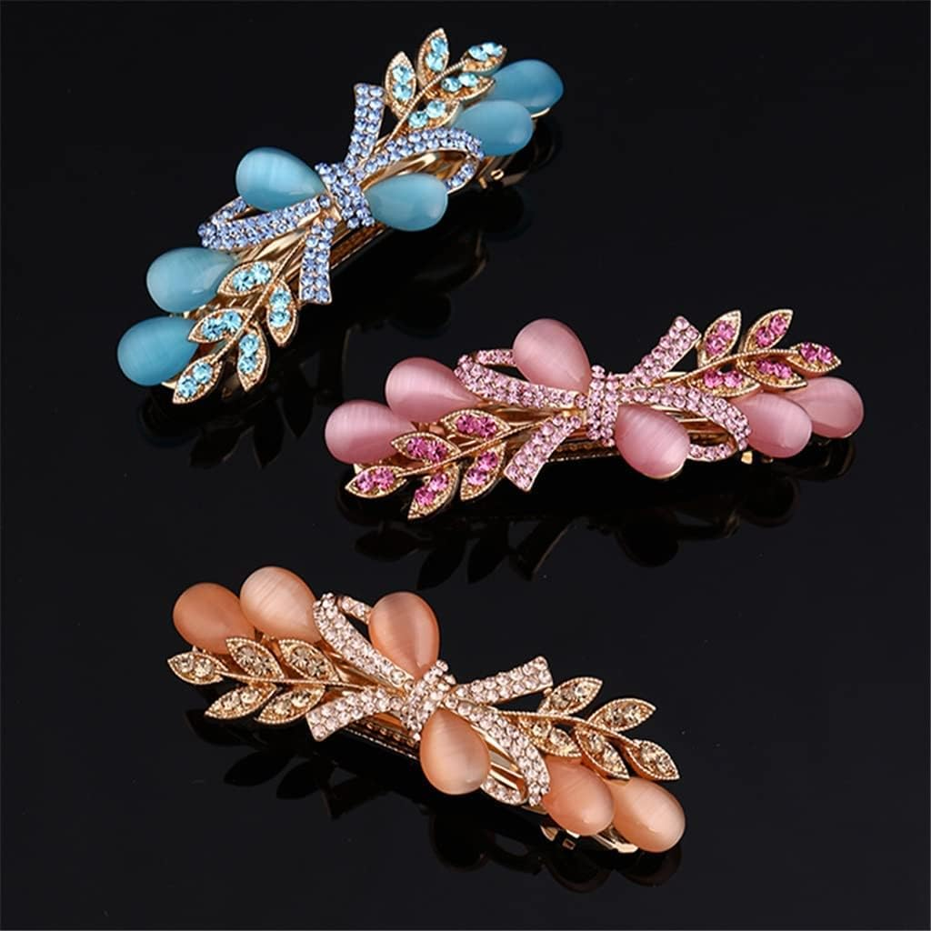 Crystal Hair Accessories,Clips Hairpins,Clip Plate,Hairpin Female Bow Headwear Hairpin Net Red Elegant Mother Hair Accessories Back Head Clip Top Clip (Color : D, Size : 8.3 * 2.5Cm) (Color : C, Siz