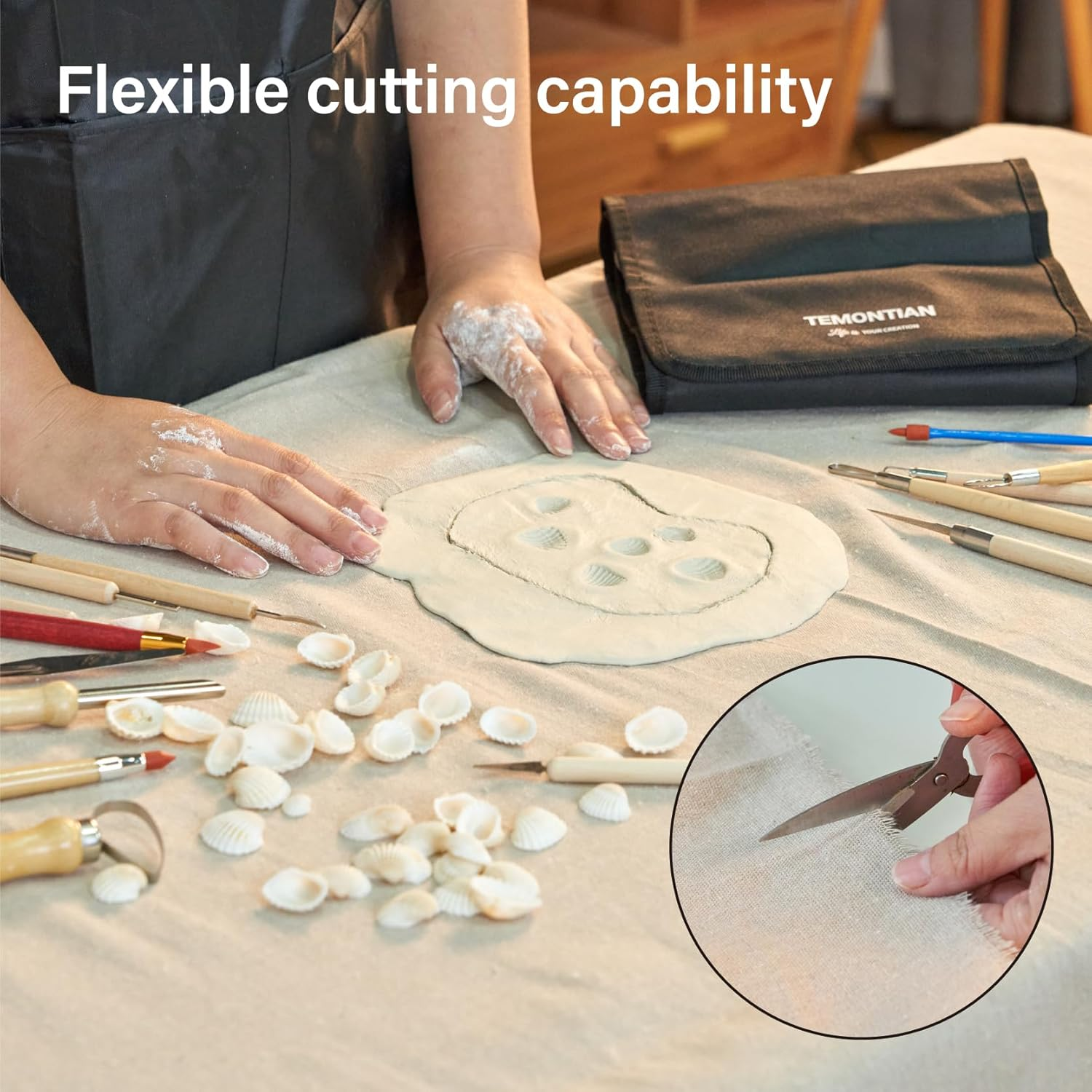 TEMONTIAN Pottery Table Cloth,Pottery Tools and Supplies,Printing Texture, Linen Blend, 40X60 Inches - Absorbent & Durable for Clay Work (3 Pc) image number 2