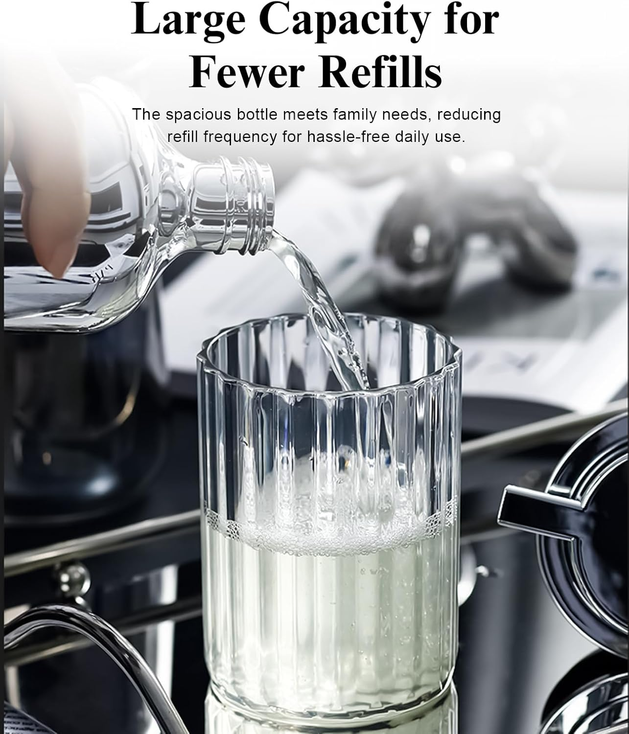 BRARIOS Pump Dispenser Face Wash Push Type Refillable Soap Dispenser Light Luxury Manual Leakproof Thick Foam Large Capacity Portable Durable Kitchen Company Home Holidays (Grey) - Silver image number 6