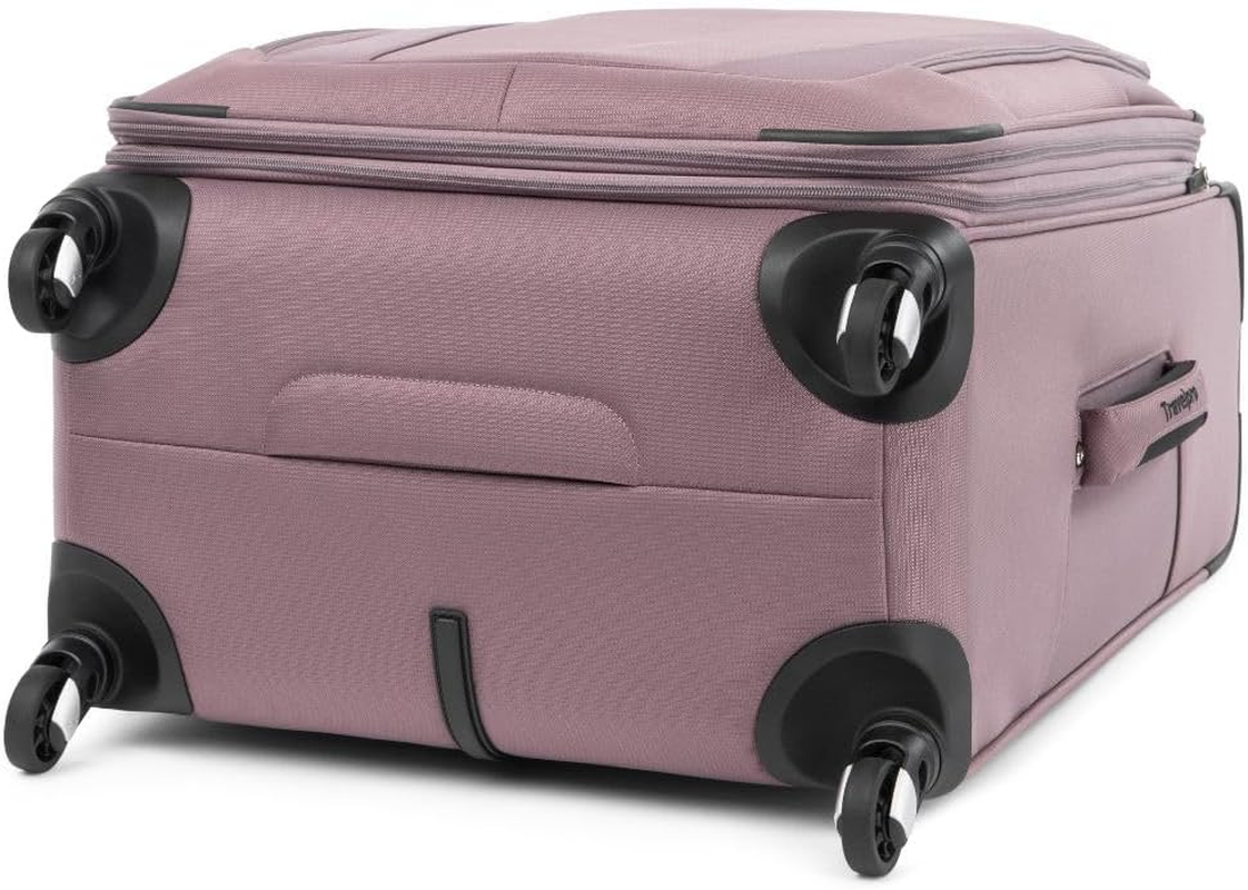 Travelpro Maxlite 5 Softside 2Pc Set Expandable Carry on Luggage with 4 Spinner Wheels/Soft Underseat Tote, Lightweight Suitcase, Men and Women, Dusty Rose Pink, Checked-Medium 25-Inch, Maxlite 5 - Dusty Rose Pink image number 6