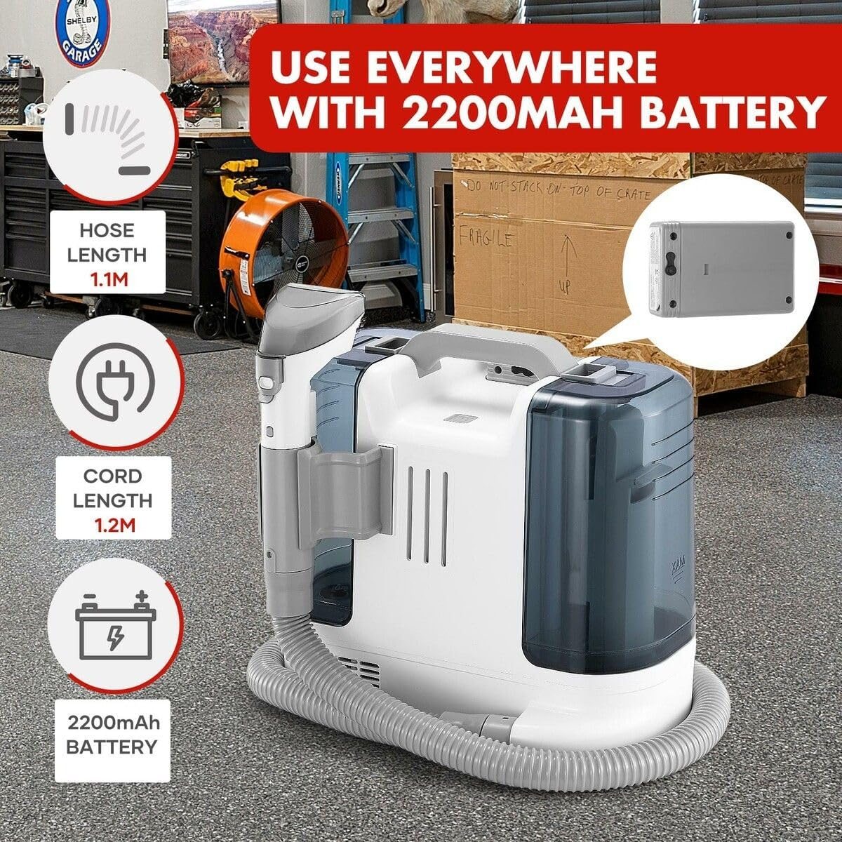 MAXKON Carpet Upholstery Cleaner Spot Vacuum Fabric Sofa Rug Stain Remover Mattress Car Seat Pet Stain Curtain Cleaning Machine 2 Tanks image number 6