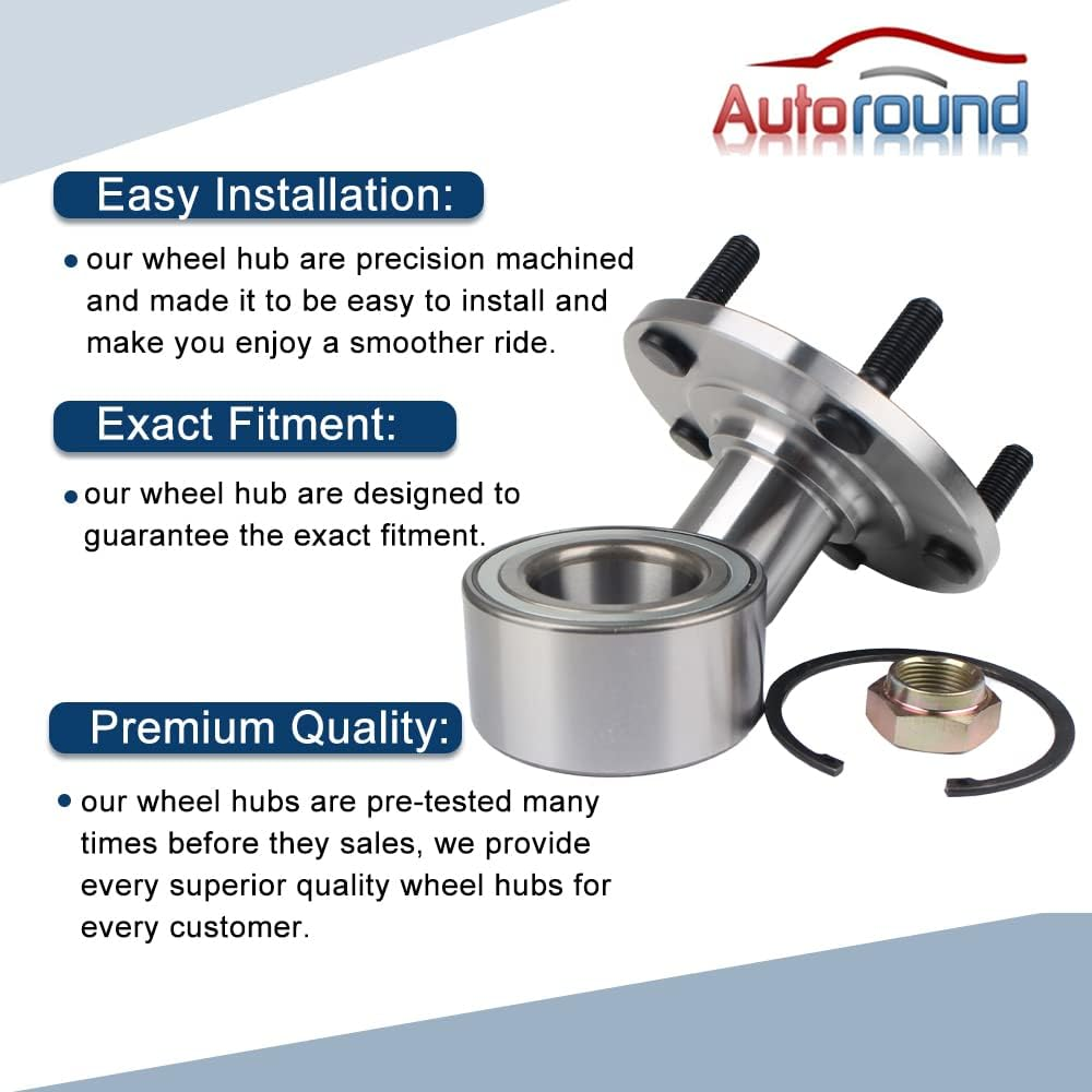 Autoround BR930558K Pair Front Wheel Bearing and Hub Assembly Compatible with Jeep Compass/Patriot 2007-2013, Dodge Caliber 2007-2012 5Lugs image number 4