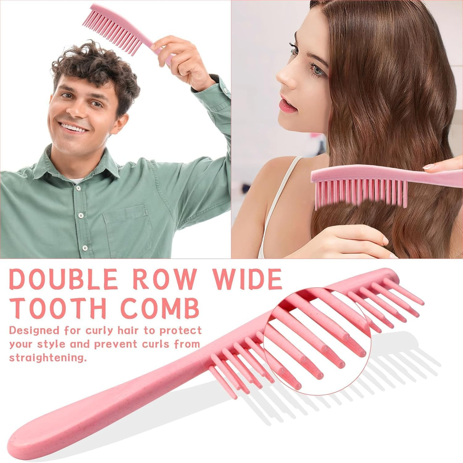 Hair Comb Sets 5Pcs Hairdressing Comb, Professional Barber Salon Hair Styling Combs, Detangling Combs, Rat Tail Comb, Heat Resistant Anti-Static Suitable for Long Wet Thick Curly, Pink image number 2