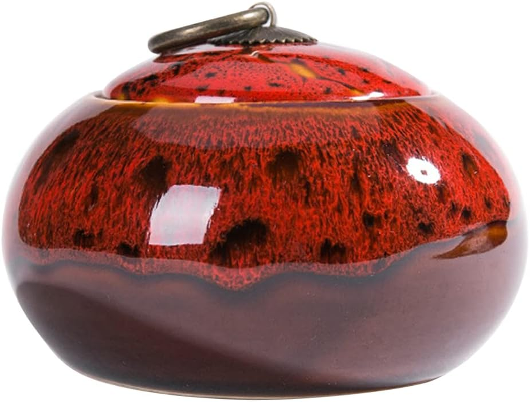 Ceramic Storage Jars, Exquisite Glaze Food Canisters for Kitchen Spice Storage,Tea Caddy Storage,Coffee Jar,Condiment Jar with Seald Lid (Red B) image number 3