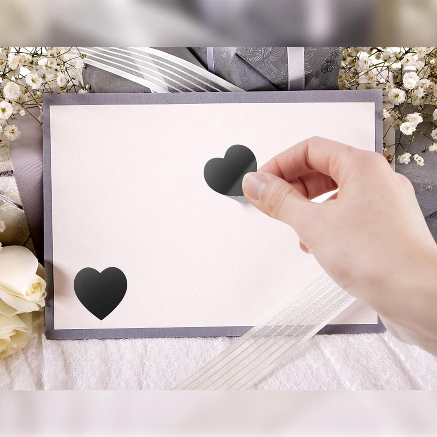 Black Heart Shaped Stickers, 1 Inch Cute Decorative Love Labels for Valentine&rsquo;S Day, Envelopes, Award Charts, Crafting, Scrapbooking, 500 Labels per Roll - Green image number 5