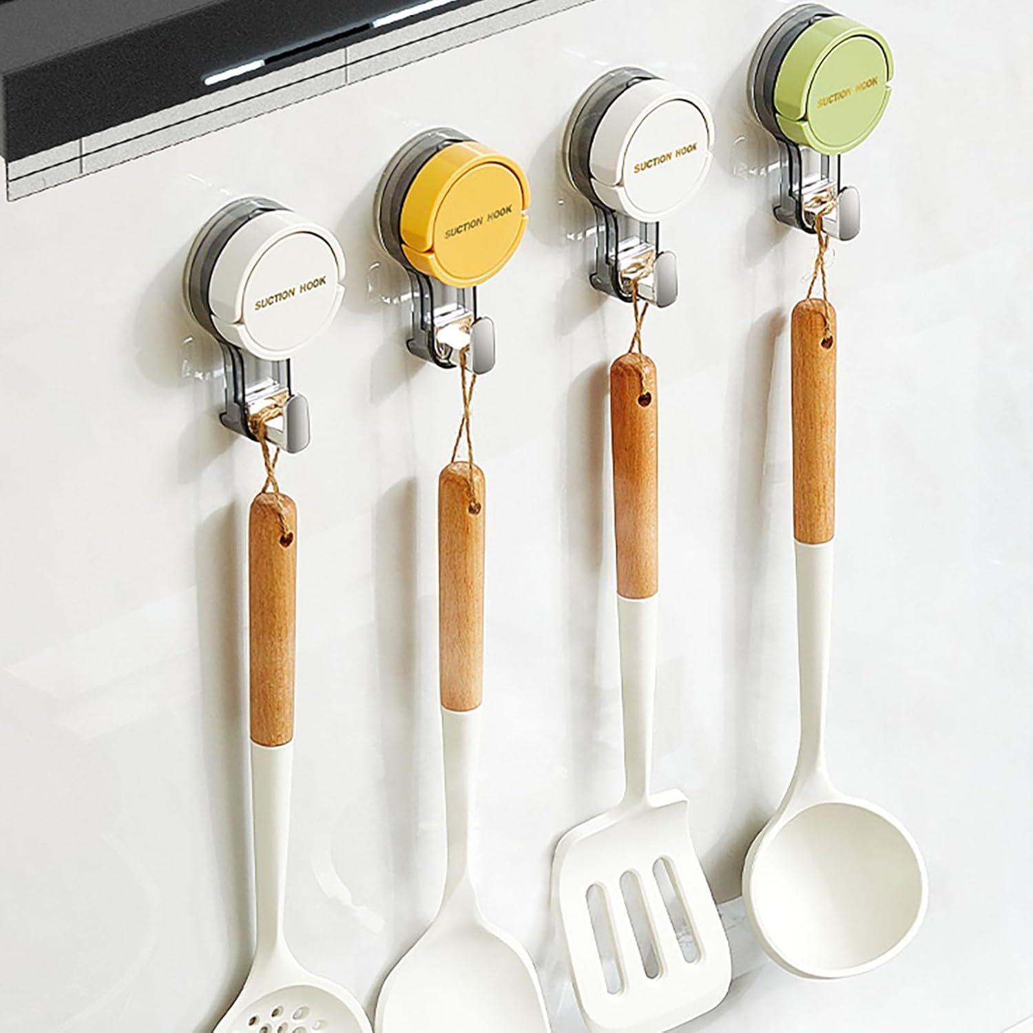 Suction Hooks No-Drill Bathroom Towel Hook for Towels, Robes, Coat, Hat, Kitchenware Waterproof Traceless Wall Hooks for Bathroom Kitchen Bedroom (3 Packs)