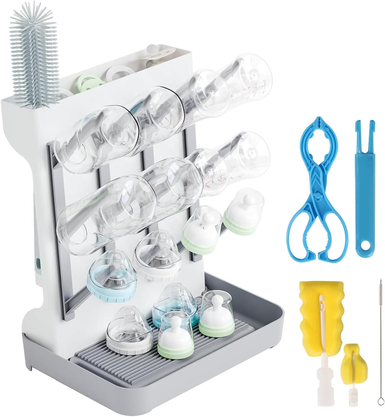 Vertical Baby Bottle Drying Rack， Dish Racks and Kitchen Accessories, Bottle Organizer Baby Storage，Pump Parts,Pacifiers or Brush Stand