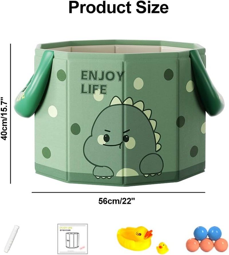 Xoxomeg Baby Bathtub,Portable Cartoon Baby Tub with Handles,Quick Pop up Non Inflatable Bathtub Space-Saving,Durable Baby Tubs for 0~8 Years Old Infants and Toddler (Green)