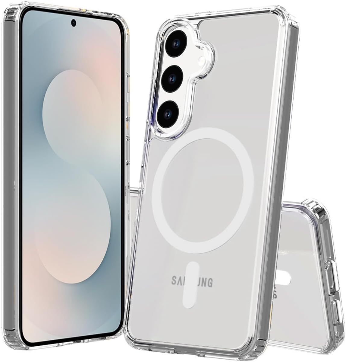 T Tersely Clear Case for Samsung Galaxy S25 FE 5G 2025, Magnetic Cover Compatible with Magsafe, Hard Back Slim Shockproof Bumper, Support Wireless Charging image number 2