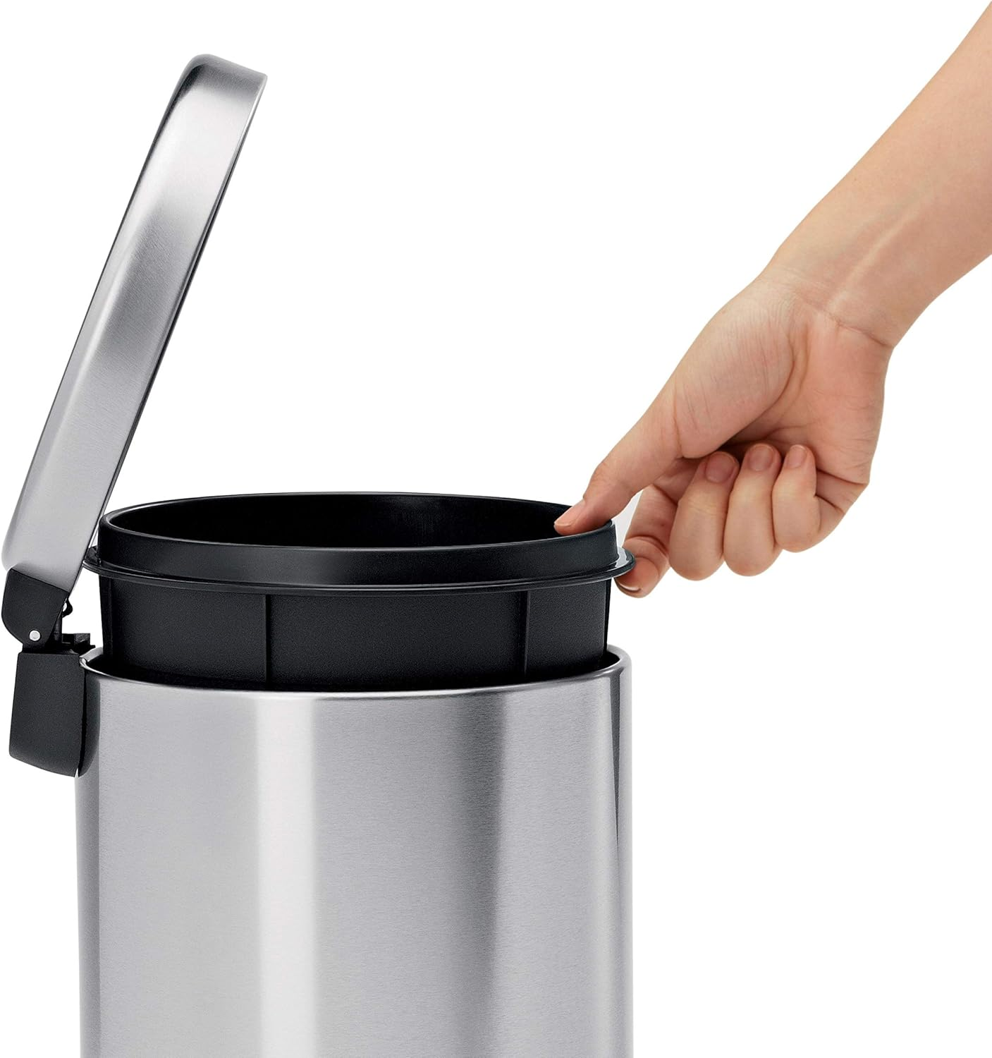 Simplehuman 4.5 Liter / 1.2 Gallon round Bathroom Step Rubbish Bin, Brushed Stainless Steel image number 3