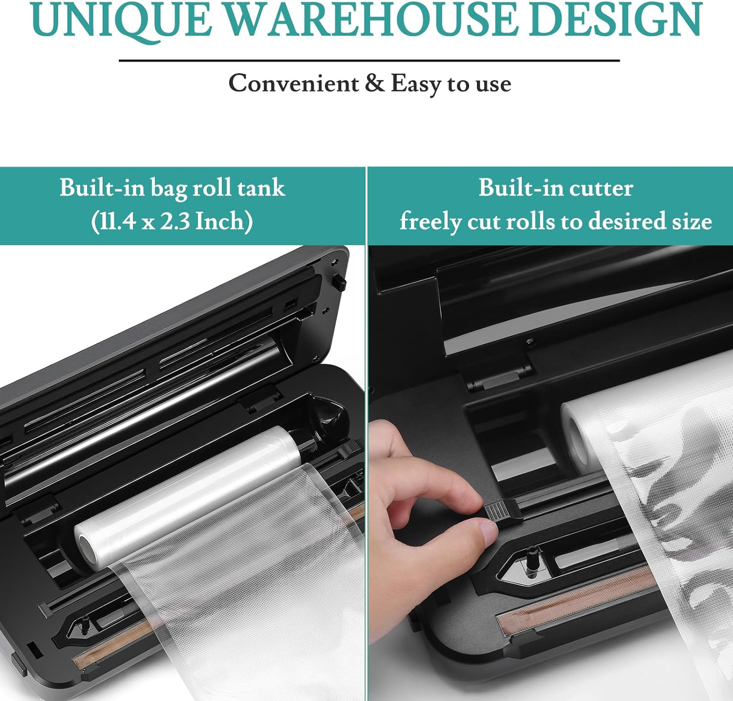 Toprime Vacuum Sealer Machine, 80Kpa Powerful Food Sealer Built-In Cutter with Sealing Bag and Hose, Vacuum Air Sealing System for Food Storage and Sous Vide