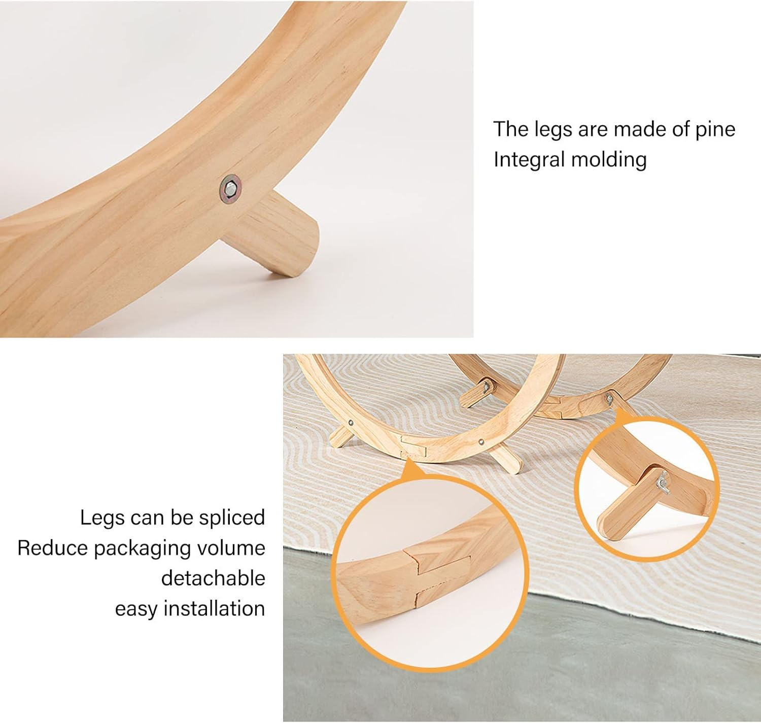 Elevated Cat Hammock Swing Bed,Wooden Cat Hammock Foldable Removable Breathable Slip Resistance Elevated All Seasons Cat Swing Bed for Cats Puppies image number 5