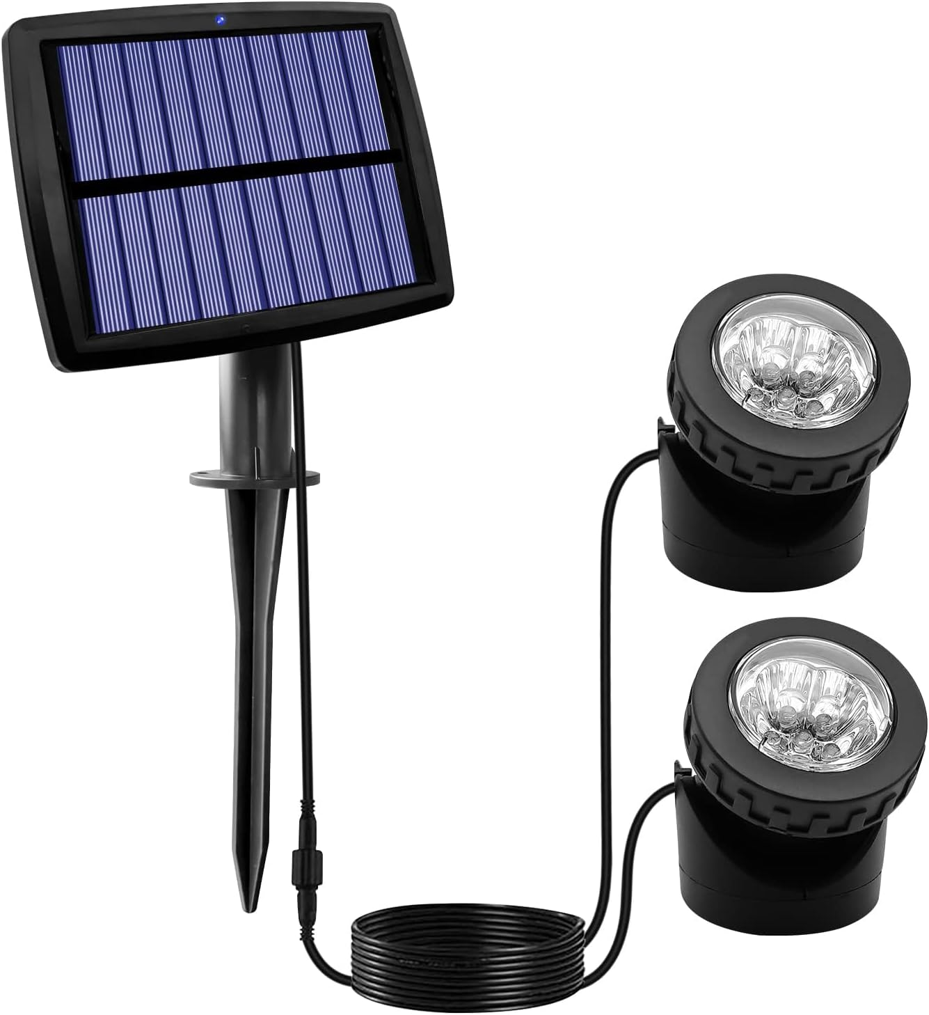 Solar Spot Lights Outdoor, 12 LED Waterproof Pond Light Solar Spotlight Underwater Light Security Lighting Dark Sensing Auto On/Off Adjustable Lighting Angle, for Outdoor Lawn Fish Tank Pool (2 Pack)