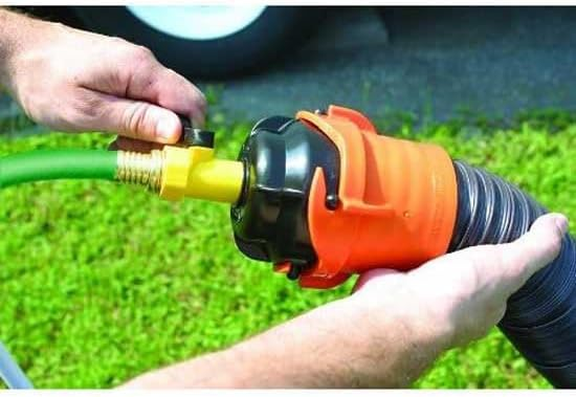 Camco RV Sewer Hose Rinse Cap | Features a Convenient Shut-Off Valve for Water Flow Control, Firmly Locks onto the RV Sewer Hose Bayonet Fitting, and Rinses RV Sewer Hose before Storage (39533) image number 5