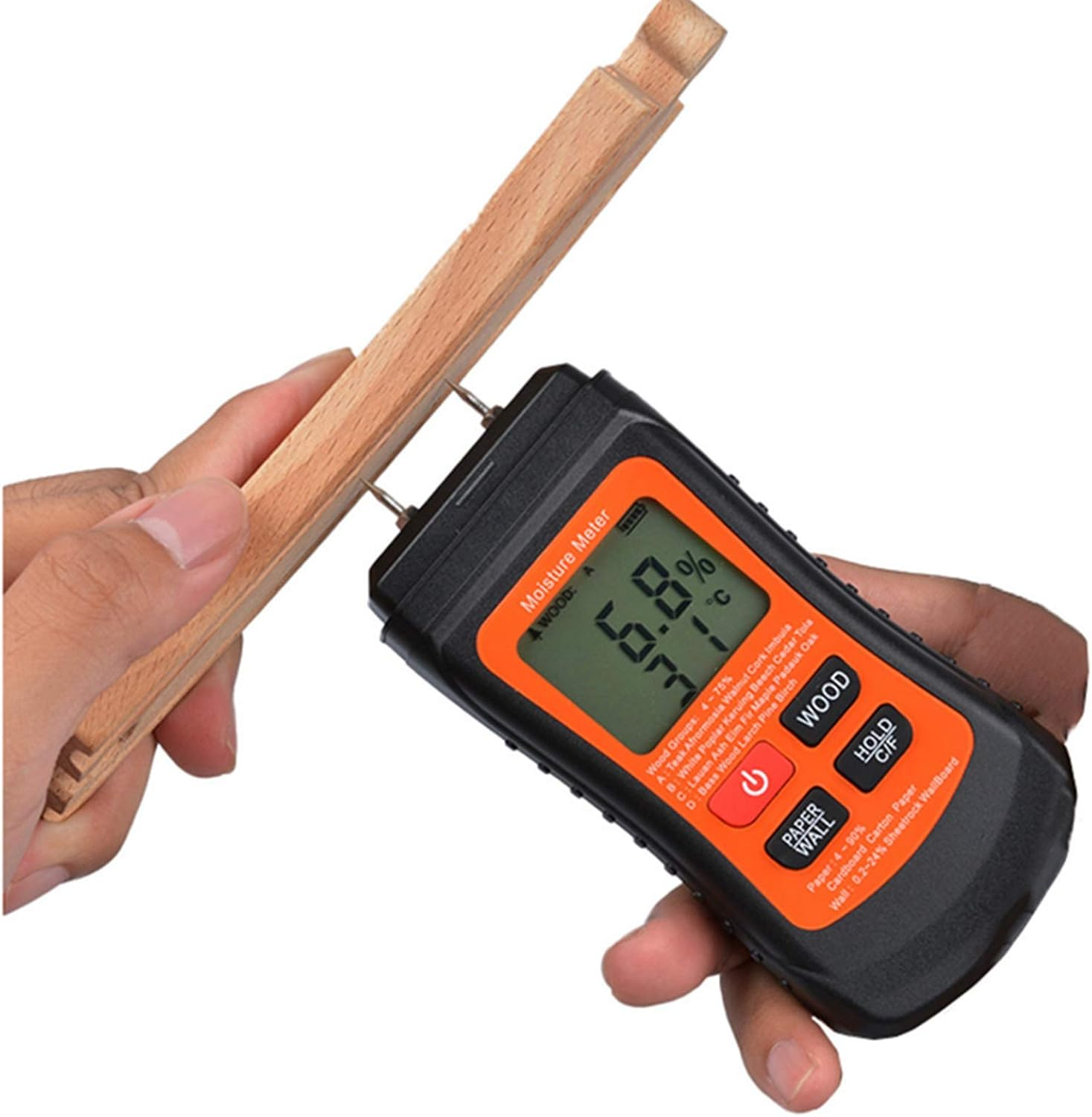 EVTSCAN Digital Wood Meter Humidity Tester Damp Detector for Woodworker