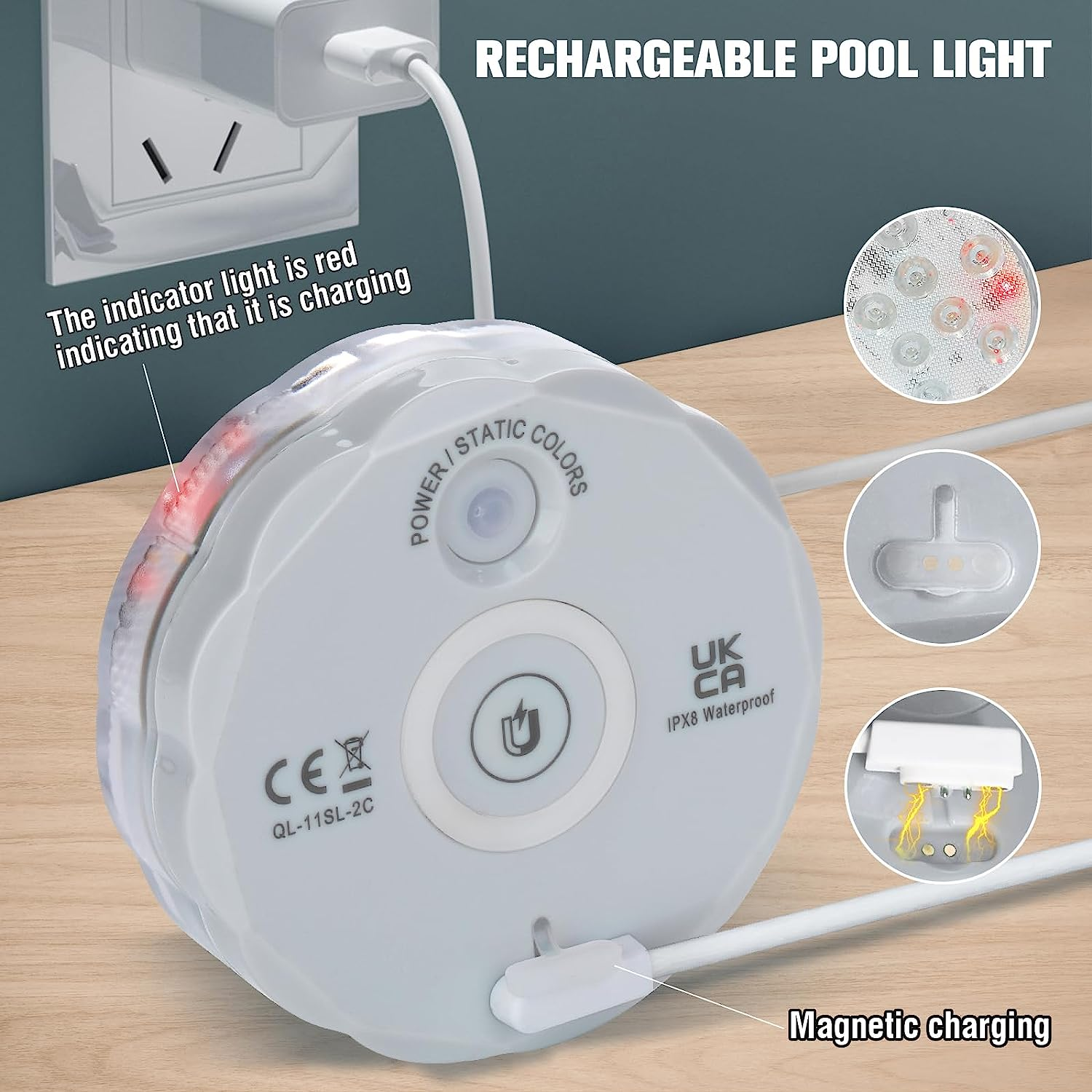 Rechargeable Magnetic Submersible Led Lights - RGBW Lights Remote Controlled Color Changing Waterproof Led Bathtub Lights for Hot Tub Pond Pool Fountain Aquarium Vase (2 Pack) image number 1