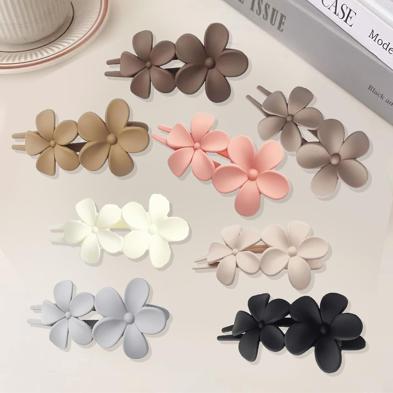 Xanthelle Women'S Hair Clip, Elegant Frosted Flowers Hair Clips with Duck Beak Design, Flat Hair Clips for Women, Hair Clip, Hair Clip, Everyday Decoration image number 1