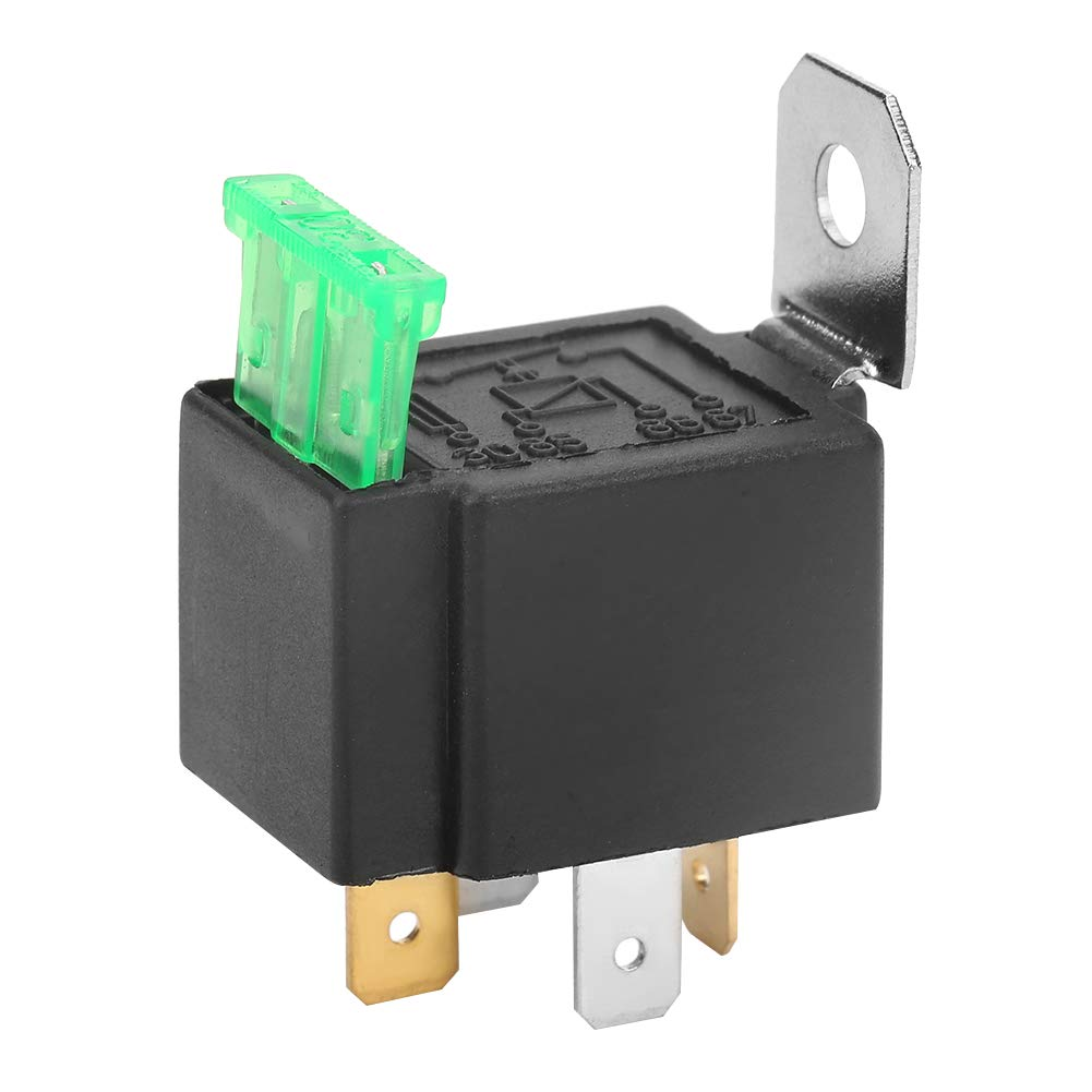 Automotive Fused Relay,Black 4-Pin DC 12V 30A Car Normally Open Contacts Fused Relay On/Off with Bracket,Fused Relay with 4-Pins and 30A Blade Fuse image number 6