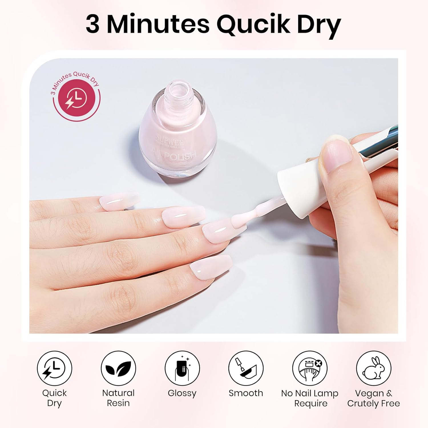 16Ml Nail Strengthener Multifunctional Quick Dry Nail Polish Nail Hardener and Repair and Growth Nails Care for Thin and Damaged Nails Manicure Salon Home - Nude- U044 image number 3