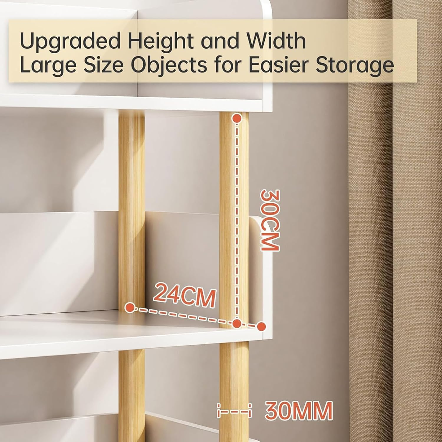 4-Tier Wooden Open Bookcase, Modern Freestanding Bookshelf Organizer with Side Panels, Wood Storage Shelves Display Stand Plant Rack for Home and Office, Storage Cabinet (4-Tier White 60CM)