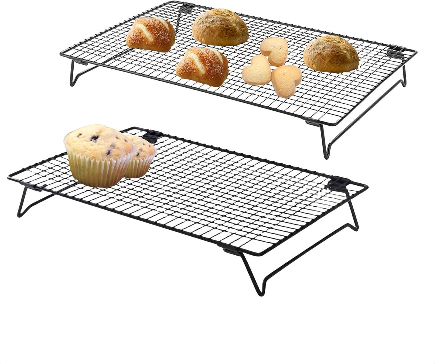 HOLADAWN 2Pcs Stainless Steel Cooling Rack with Collapsible Legs Perfect for Baking, Cooking, Roasting, Grilling, and Drying image number 2