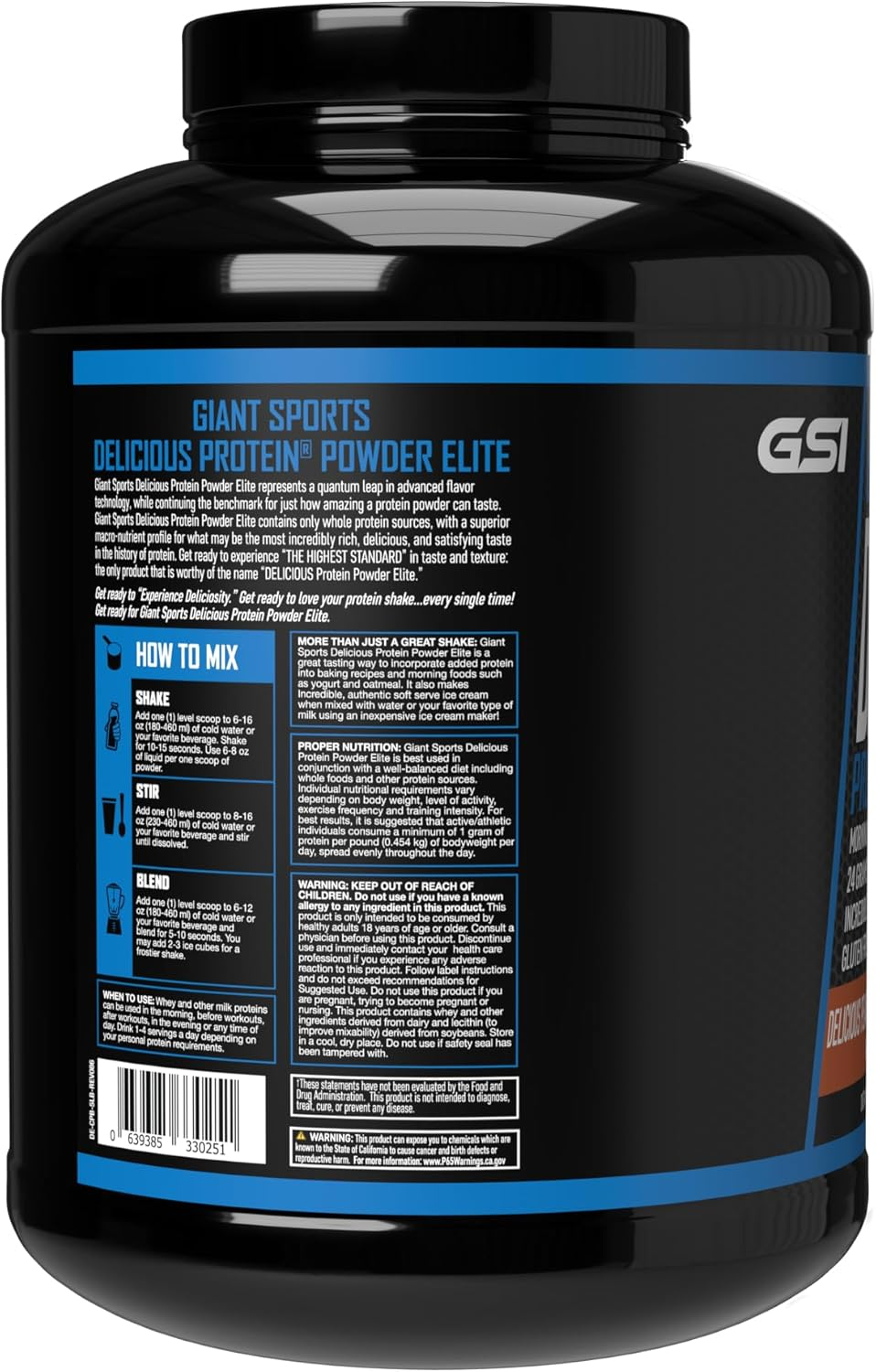 Giant Sports Products Delicious Elite Protein Powder, Peanut Butter Chocolate, 5Lbs.