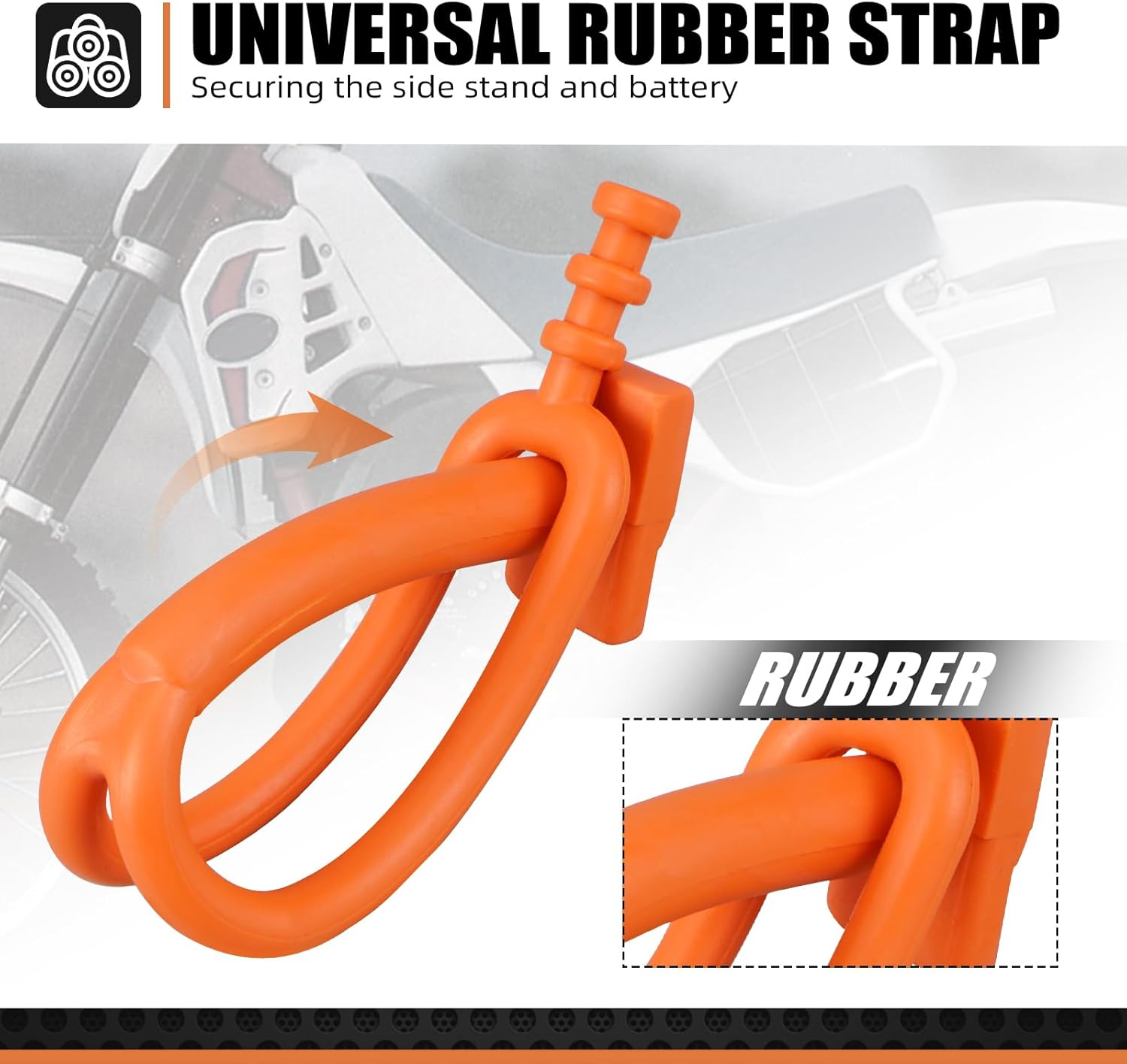 NICECNC Orange 145Mm Rubber Battery Strap Elastic Battery Strap Compatible with KTM 125-500 EXC/EXC-F/EXCF Six Days/Xc/Xcw/Xc-W/Xcw TPI/XCW Six Days/Xcf/Xcf-W/ 1998-2022 See Fitment image number 1
