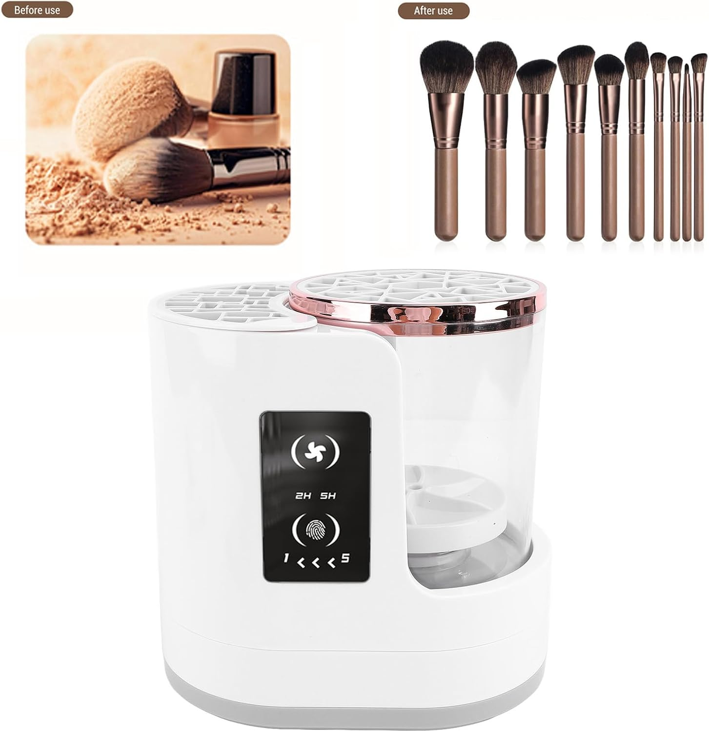 Electric Makeup Brush Cleaner, Cosmetic Brush Cleaner, Detachable Makeup Brush Cleaner Dryer Machine with 2H 5H Timer, Automatic Makeup Brush Cleaner for All Size Makeup Brush image number 5